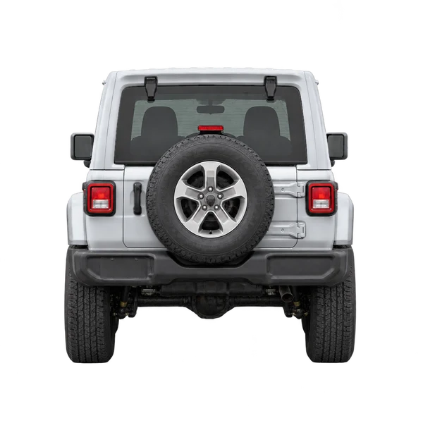 Jeep Wrangler 2021 باللون فضي، منظر من الخلف