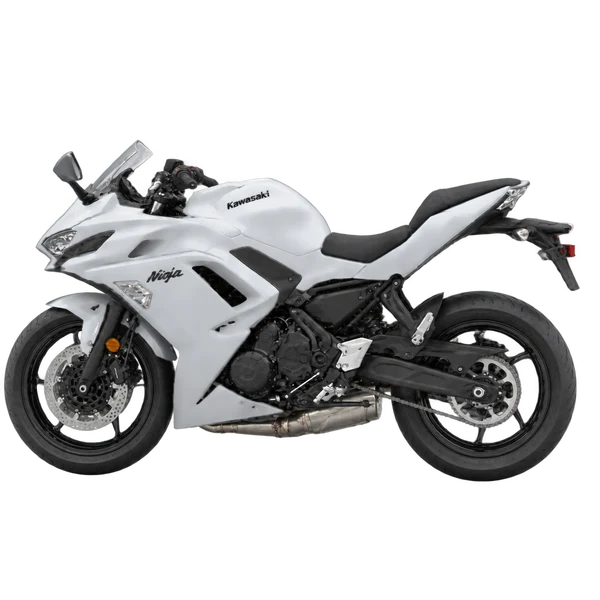 2024 Kawasaki Ninja 650 in Silber, Ansicht: Seite (nach links gerichtet)