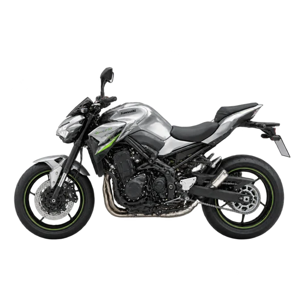 Kawasaki Z900 2020 باللون فضي، منظر جانبي (متجه إلى اليسار)