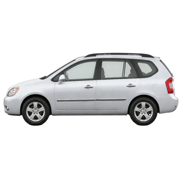 Kia Carens 2004 prata, vista lateral (voltada para a esquerda)