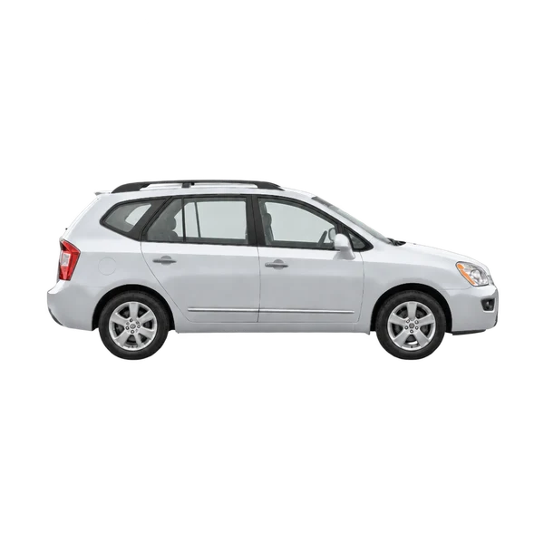 Kia Carens 2008 باللون فضي، منظر منظر جانبي (باتجاه اليمين)