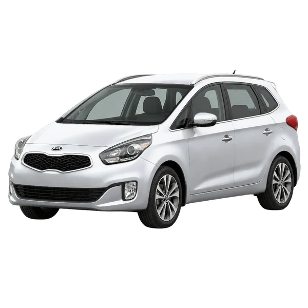 Kia Carens 2014 prata, vista dianteira em três quartos (voltada para a esquerda)