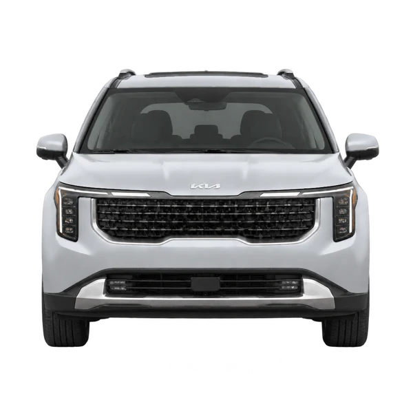 Kia Carnival 2025 باللون فضي، منظر أمامي