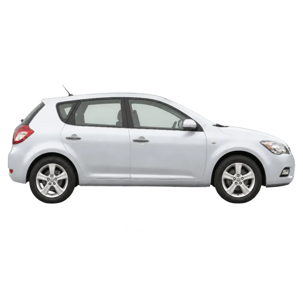 Kia Ceed 2011 en plateado, vista lateral (hacia la derecha)