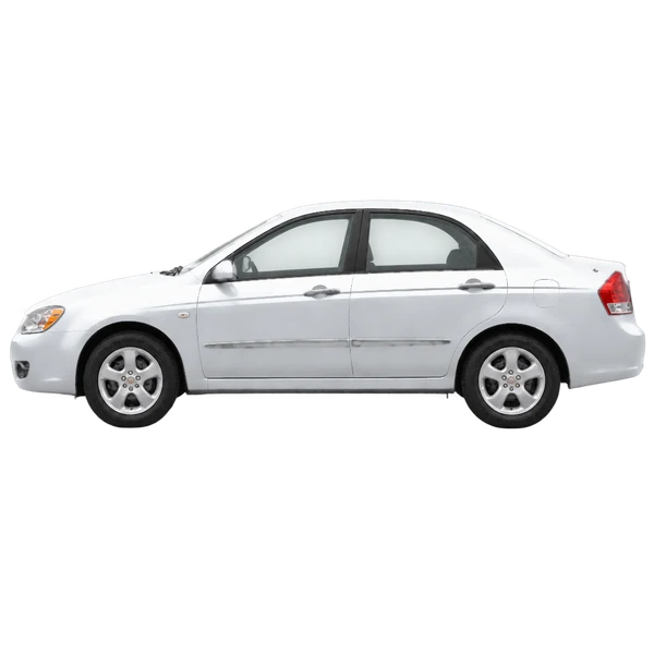 Kia Cerato 2006 prata, vista lateral (voltada para a esquerda)