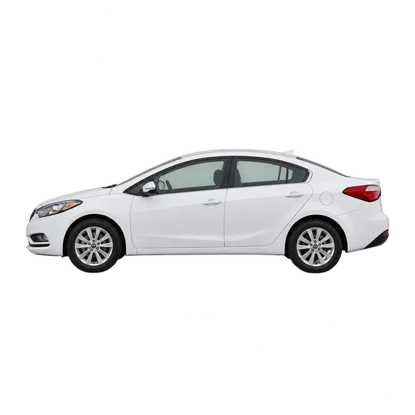 Kia Cerato 2016 باللون أبيض، منظر جانبي (متجه إلى اليسار)