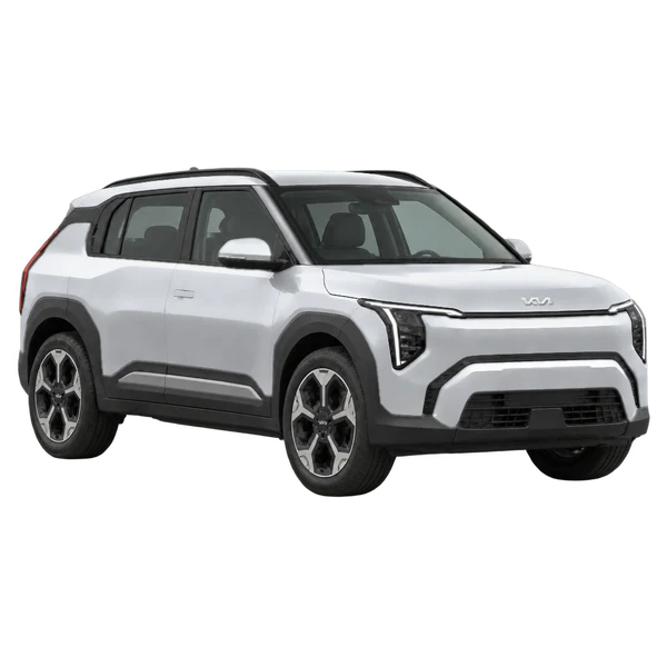 Kia EV3 2025 argent, vue trois-quarts avant (orienté vers la droite)
