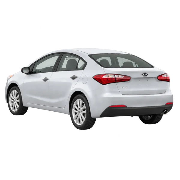 Kia Forte 2016 prata, vista três quartos traseira (voltada para a esquerda)