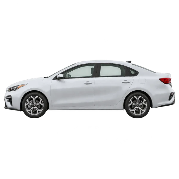 シルバーの2020 Kia Forte（側面（左向き）ビュー）