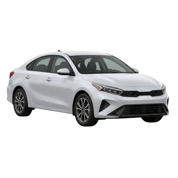 シルバーの2026 Kia Forte（フロントスリークォーター(左向き)ビュー）