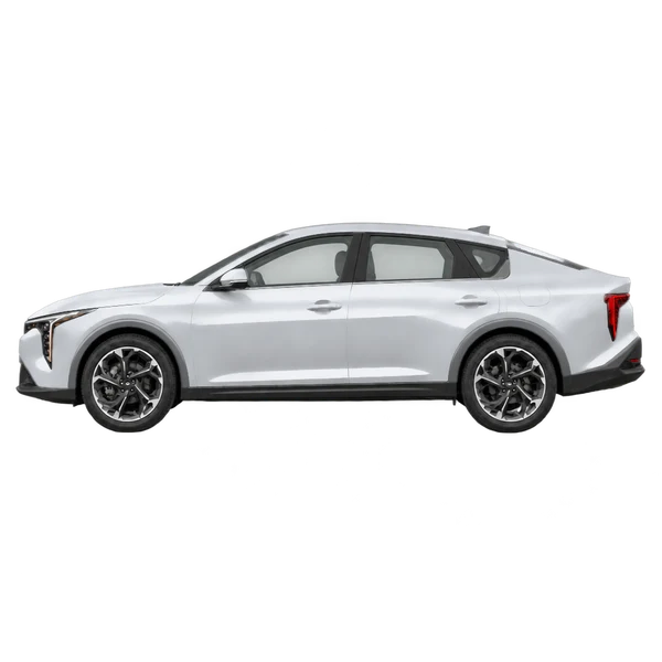 Kia K4 2025 argent, vue côté (vers la gauche)
