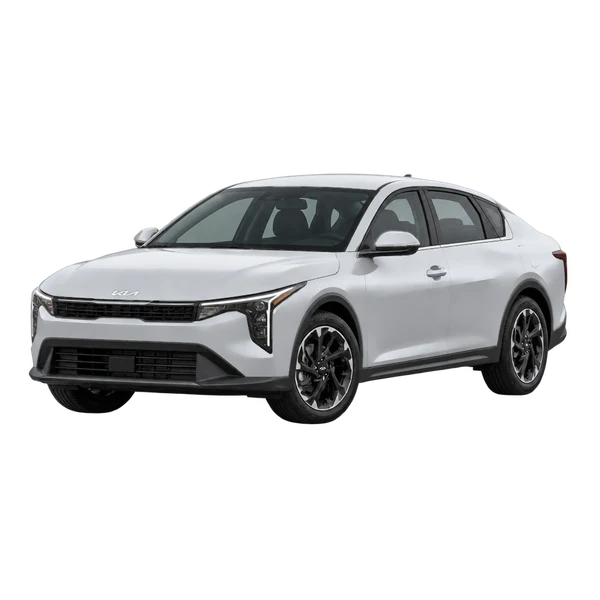 シルバーの2026 Kia K4（フロントスリークォーター(左向き)ビュー）
