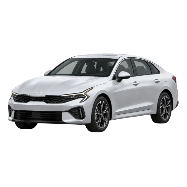 シルバーの2027 Kia K5（フロントスリークォーター(左向き)ビュー）