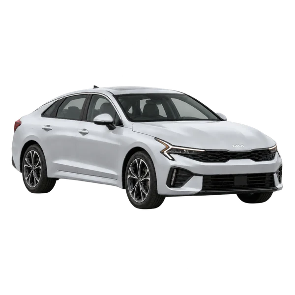 2027 Kia K5 in Silber, Ansicht: Dreiviertelansicht vorne (nach rechts)