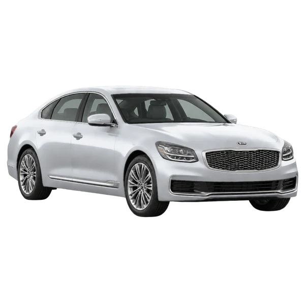 シルバーの2019 Kia K900（フロントスリークォーター(左向き)ビュー）
