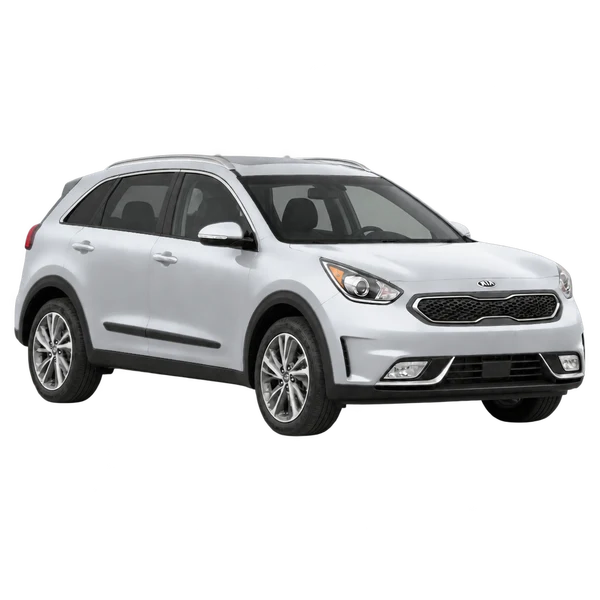 Kia Niro 2018 prata, vista três quartos dianteiro (voltado para a direita)