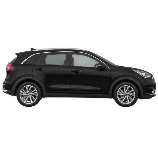 Kia Niro 2021 preto, vista lateral (voltada para a direita)