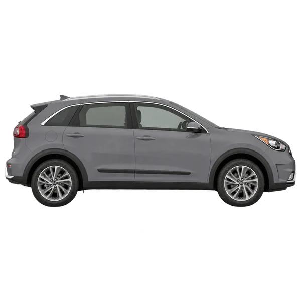 Kia Niro 2021 cinza, vista lateral (voltada para a direita)