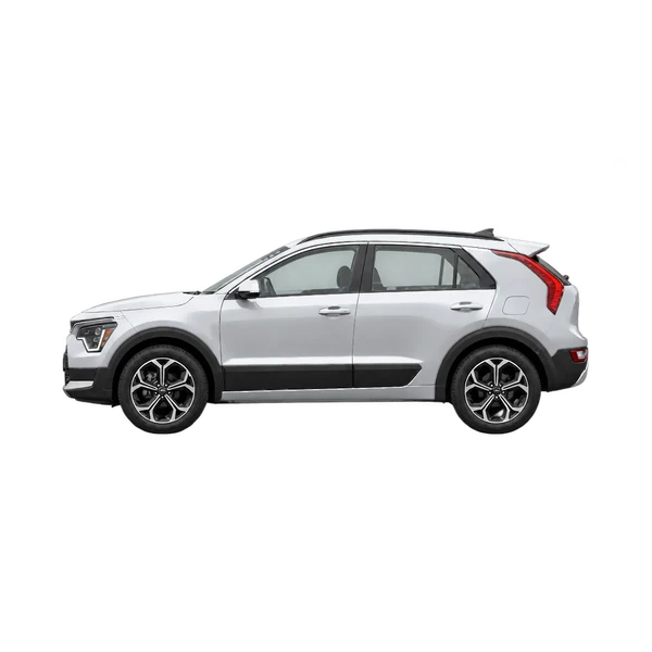 Kia Niro 2027 en plateado, vista lateral (mirando a la izquierda)
