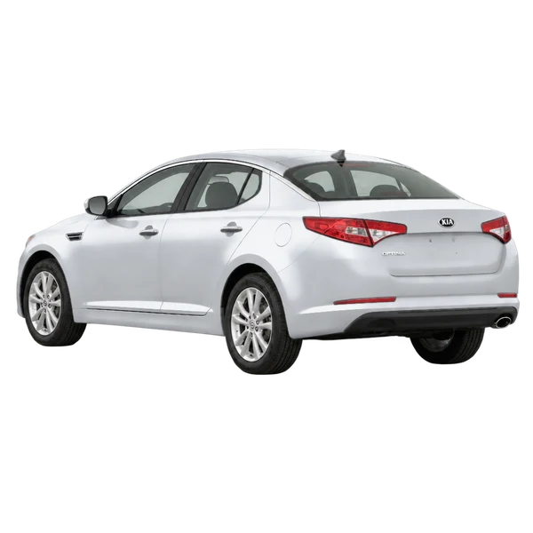 シルバーの2012 Kia Optima(リア斜め(左向き)ビュー)