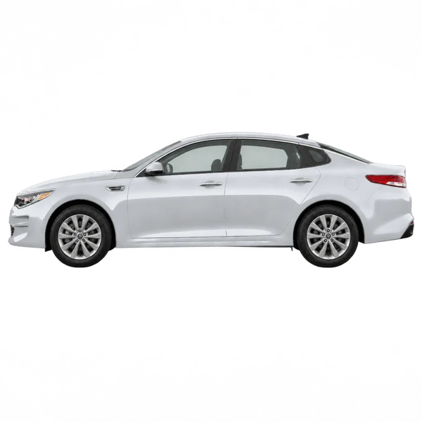 シルバーの2016 Kia Optima(側面(左向き)ビュー)