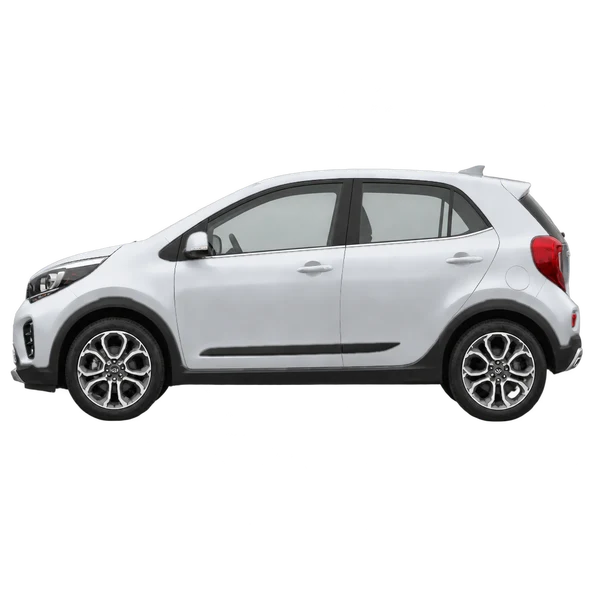 Kia Picanto X-Line 2019 en plateado, vista lateral (mirando a la izquierda)