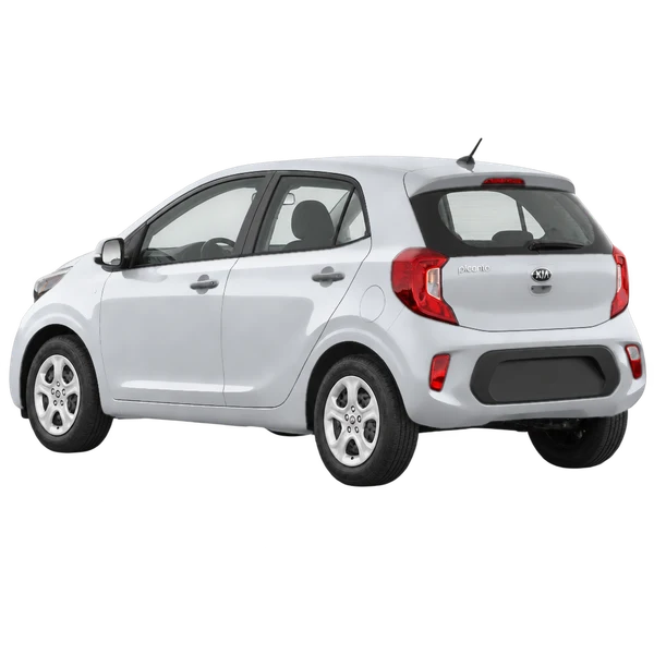 Kia Picanto 2018 prata, vista três quartos traseira (voltada para a esquerda)