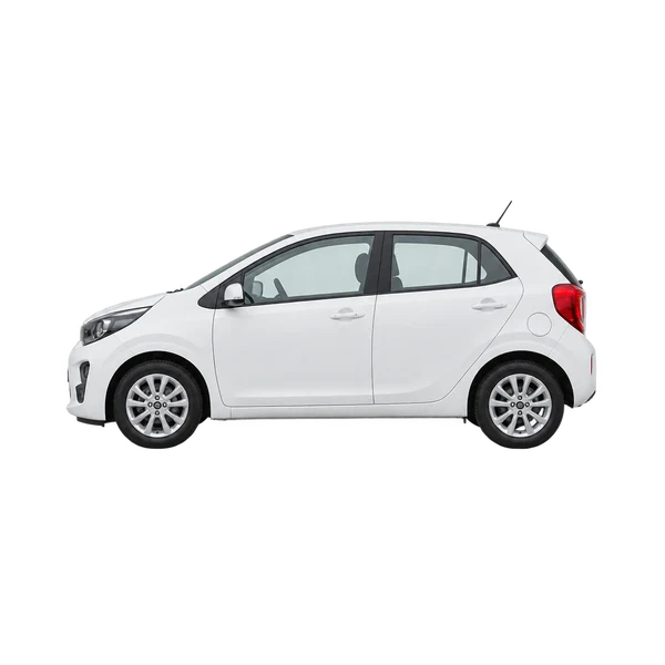 Kia Picanto 2019 en blanco, vista lateral (mirando a la izquierda)