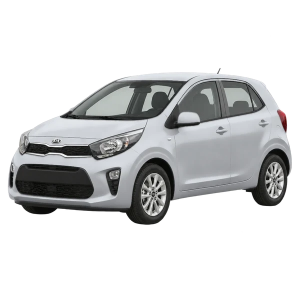 Kia Picanto 2020 prata, vista dianteira em três quartos (voltada para a esquerda)