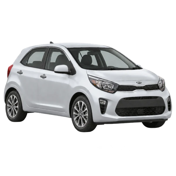 Kia Picanto 2021 prata, vista três quartos dianteiro (voltado para a direita)