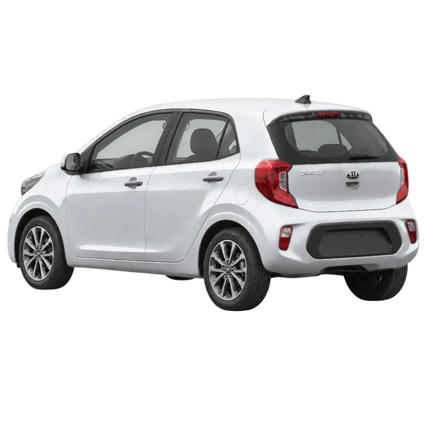 Kia Picanto 2021 prata, vista três quartos traseira (voltada para a esquerda)