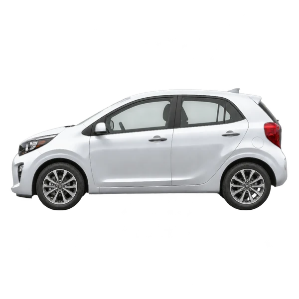 Kia Picanto 2021 prata, vista lateral (voltada para a esquerda)