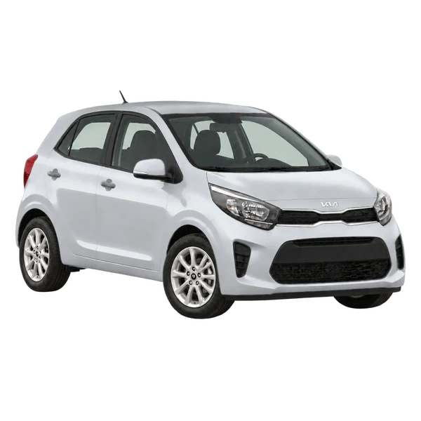 Kia Picanto 2022 prata, vista três quartos dianteiro (voltado para a direita)