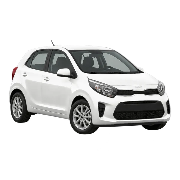 Kia Picanto 2022 en blanco, vista frontal tres cuartos (hacia la izquierda)