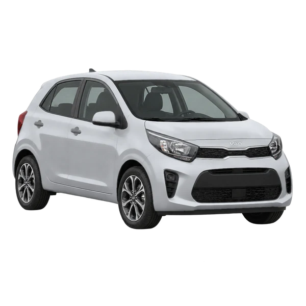 Kia Picanto 2023 en plateado, vista frontal tres cuartos (hacia la izquierda)