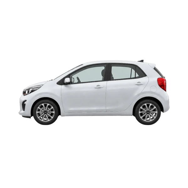 Kia Picanto 2023 en plateado, vista lateral (mirando a la izquierda)