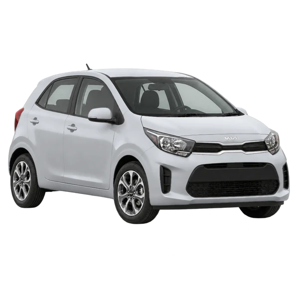 Kia Picanto 2024 en plateado, vista frontal tres cuartos (hacia la izquierda)