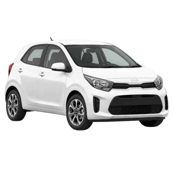 Kia Picanto 2024 en blanco, vista frontal tres cuartos (hacia la izquierda)