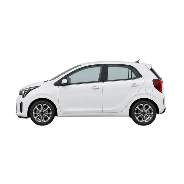 Kia Picanto 2024 en blanco, vista lateral (mirando a la izquierda)
