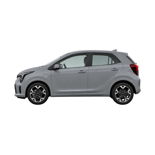 Kia Picanto 2025 en gris, vista lateral (mirando a la izquierda)