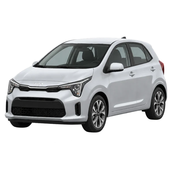 シルバーの2026 Kia Picanto（フロントスリークォーター(左向き)ビュー）