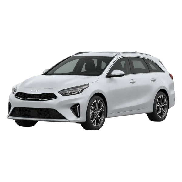 Kia Proceed 2022 باللون فضي، منظر منظر أمامي بزاوية ثلاثة أرباع (متجه لليسار)
