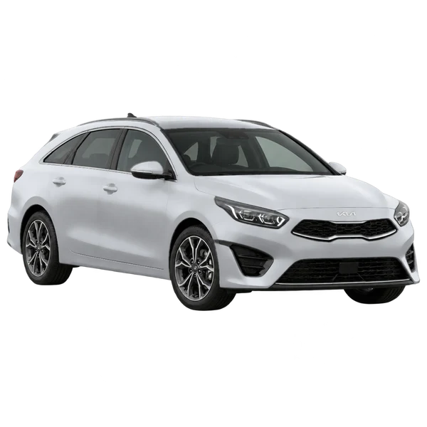 Kia Proceed 2023 باللون فضي، منظر منظر أمامي بزاوية ثلاثة أرباع (متجه لليسار)
