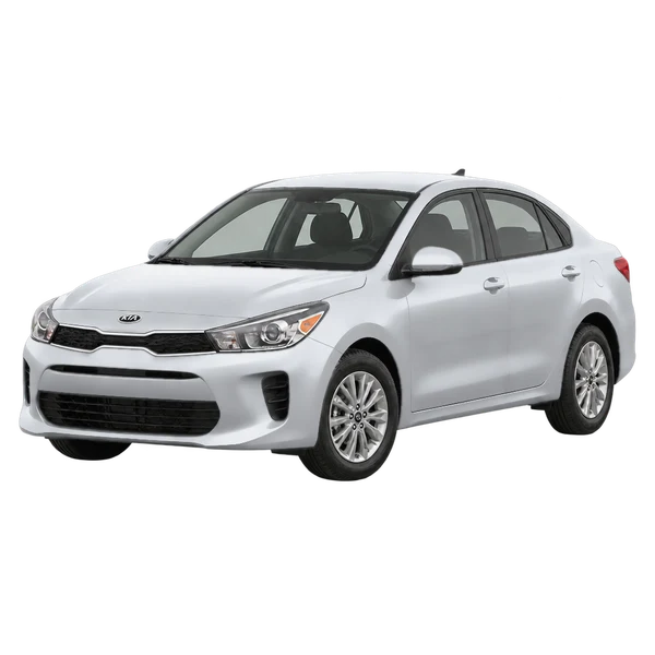 Kia Rio 3 2018 prata, vista dianteira em três quartos (voltada para a esquerda)