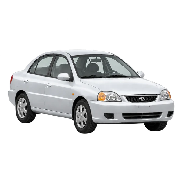 2000 Kia Rio in Silber, Ansicht: Dreiviertelansicht vorne (nach rechts)