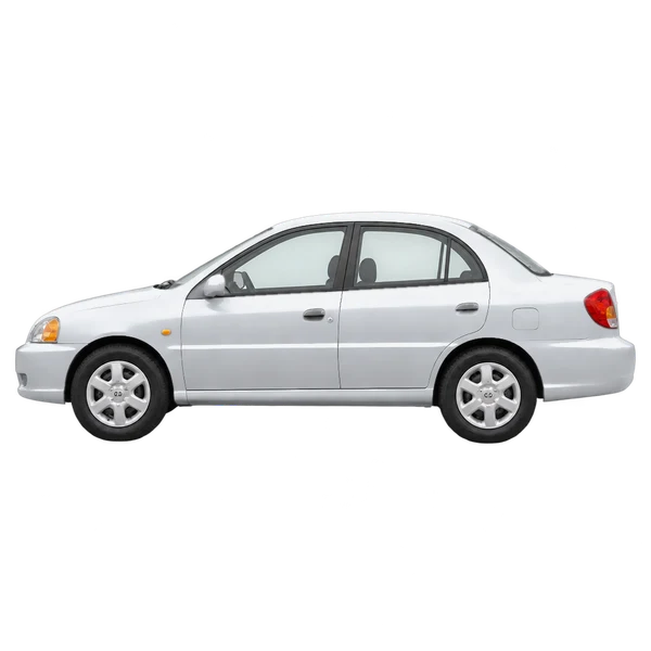 2000 Kia Rio in Silber, Ansicht: Seite (nach links gerichtet)