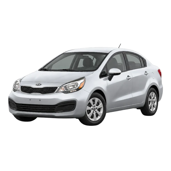 シルバーの2015 Kia Rio(フロントスリークォーター(左向き)ビュー)