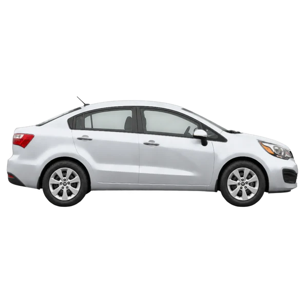 Kia Rio 2017 prata, vista lateral (voltada para a direita)