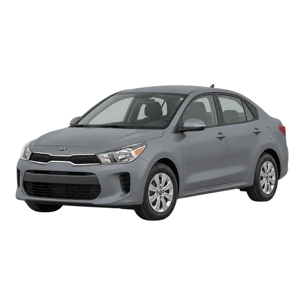 2018 Kia Rio in grau, Ansicht: Dreiviertelansicht vorne (nach links gerichtet)