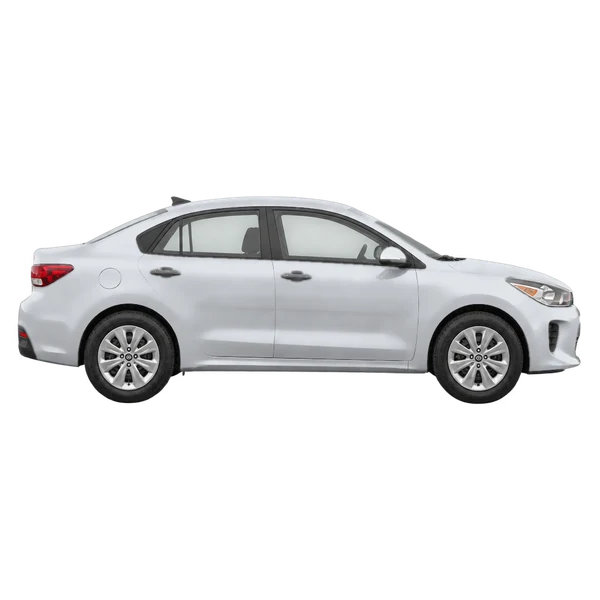 シルバーの2019 Kia Rio(側面(右向き)ビュー)